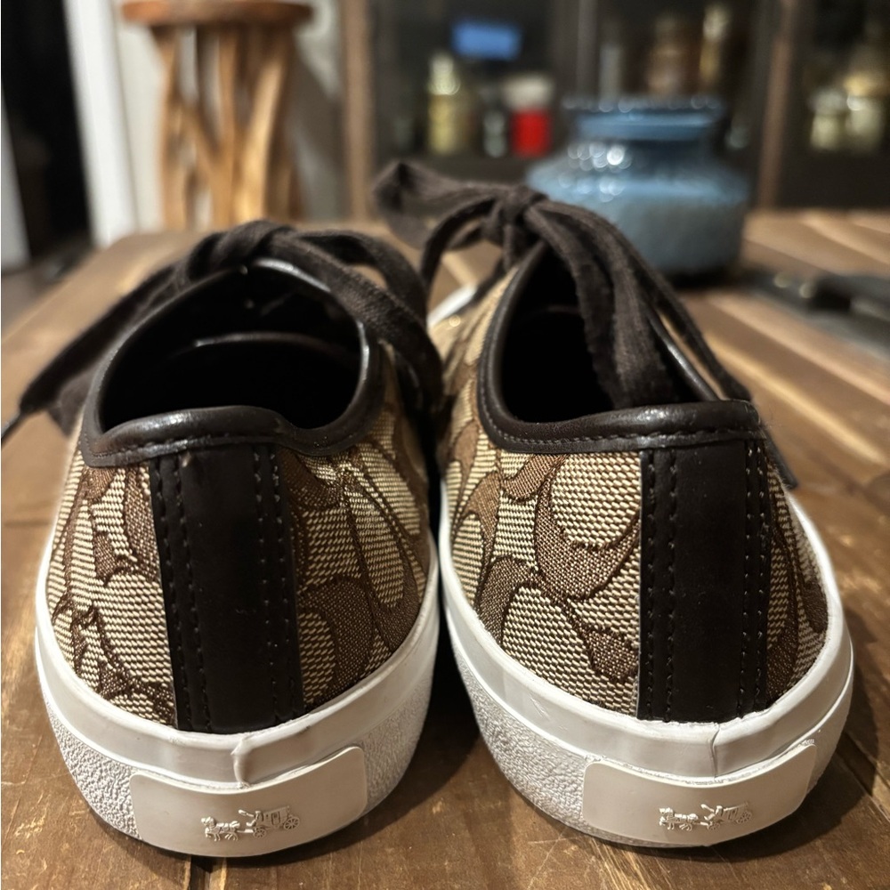 Coach Black and Brown Sneakers with Signature Logo - Picture 3 of 6
